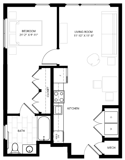 floor plan of 55 north luxury apartments to rent in the north end of boston